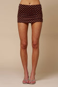 Brown & White Polka Dot Micro Mini Skort