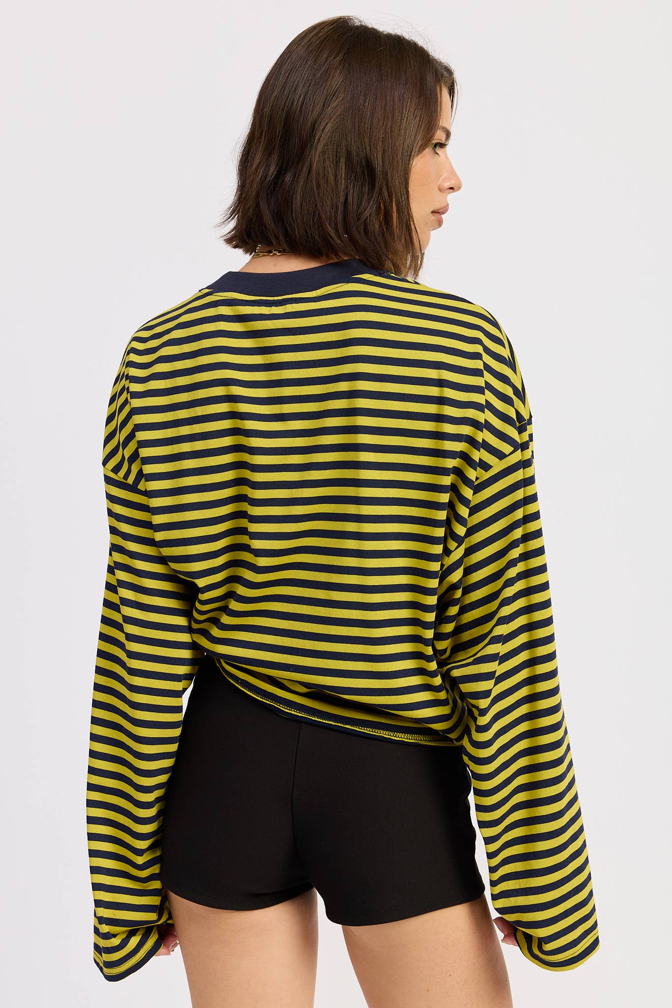 Emory Park • Oversized Stripe Taupe Long Sleeve Top