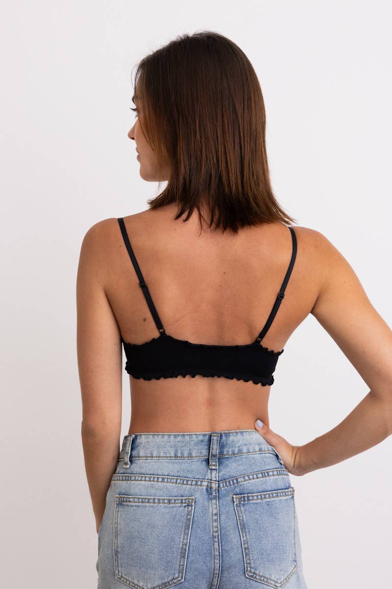 Seamless Lettuce Edge Bow Tie Triangle Bralette
