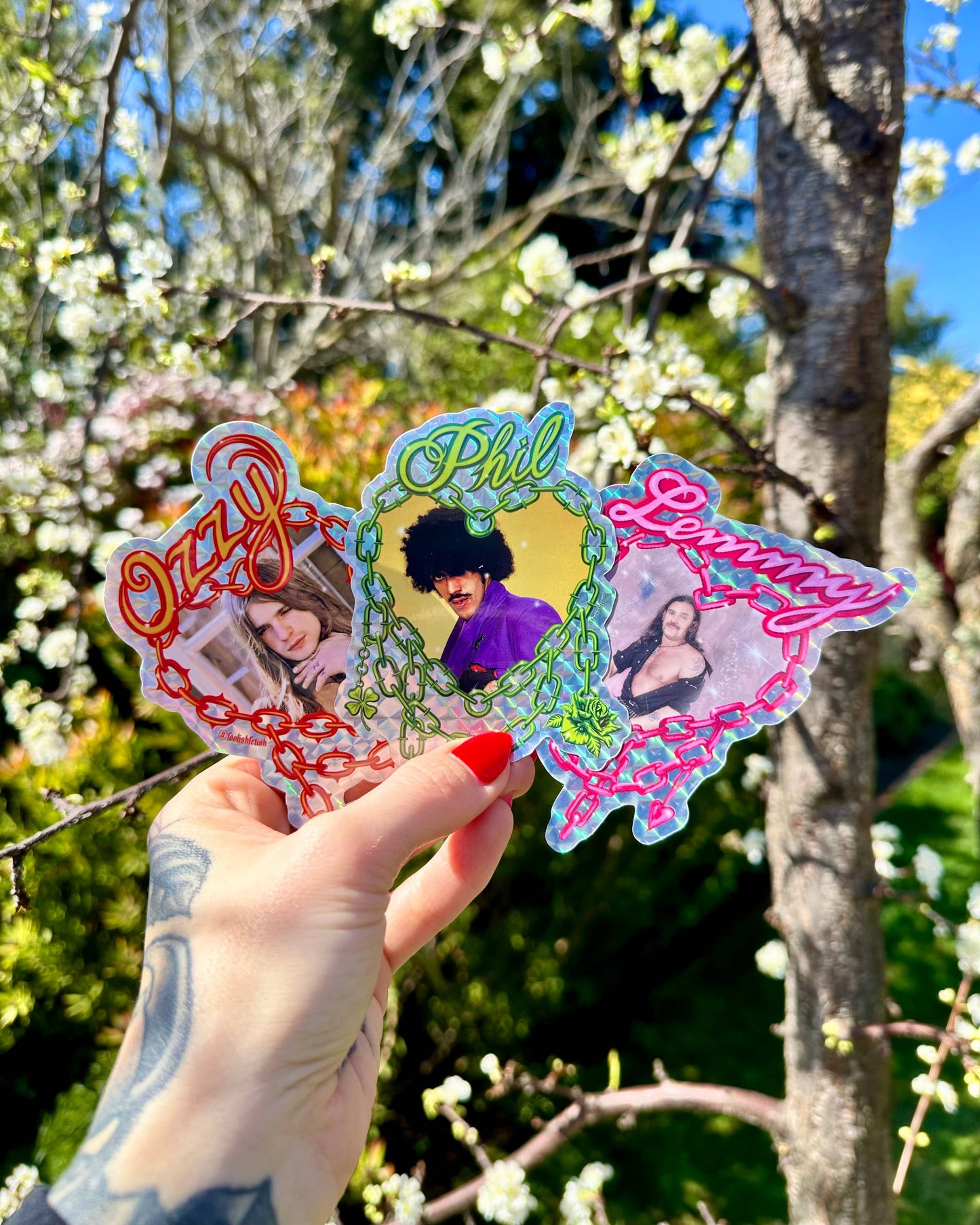 Foolish Fetish • Phil Love Thin Lizzy Holographic Chain Heart Sticker