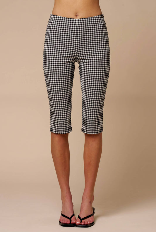 Gingham Print Black & White Capri Y2K Pants