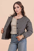 Very J • Gingham Quilt Oversized Casual Jacket