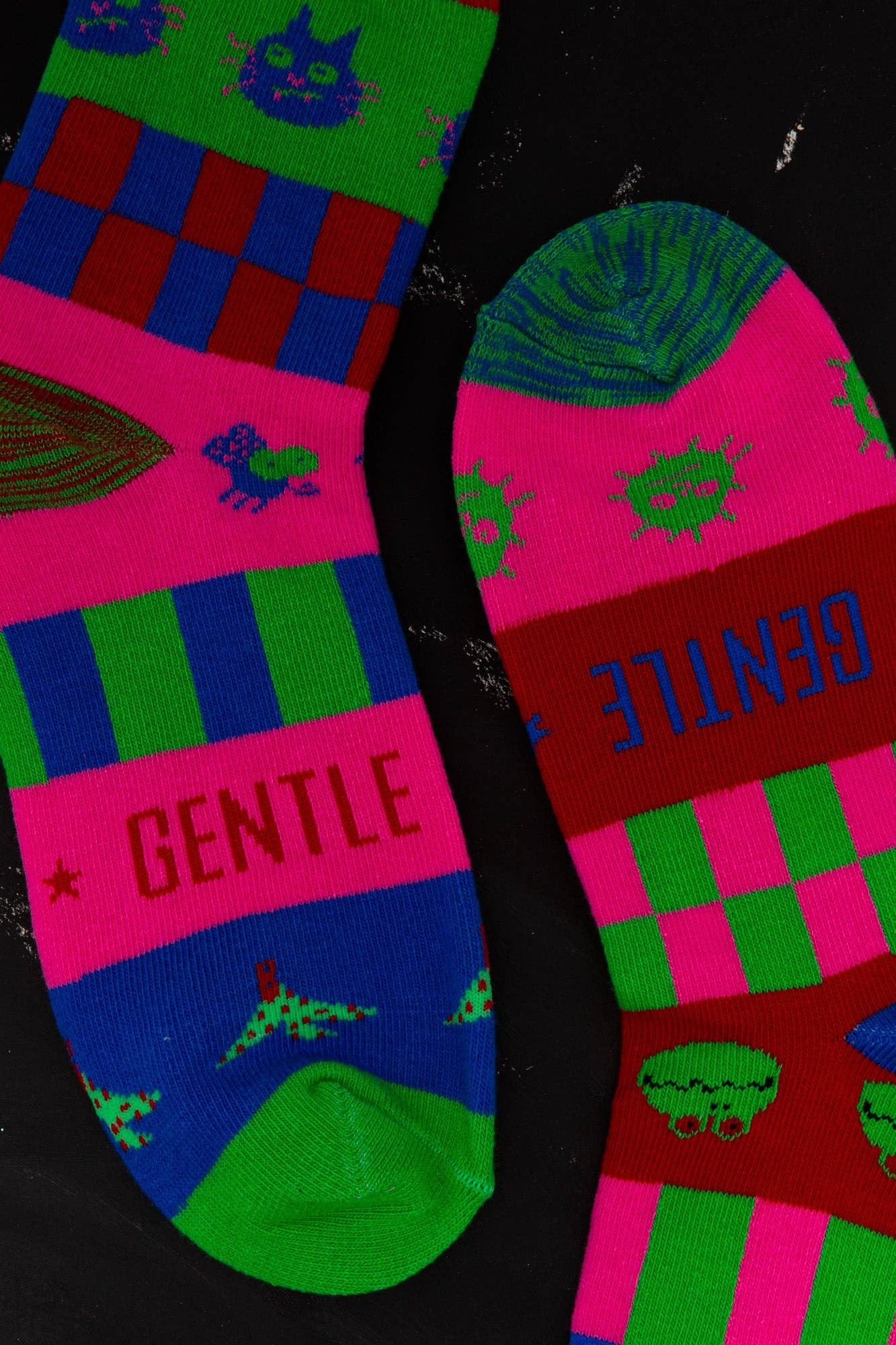 Gentle Thrills • Mismatched Wacky Crew Socks