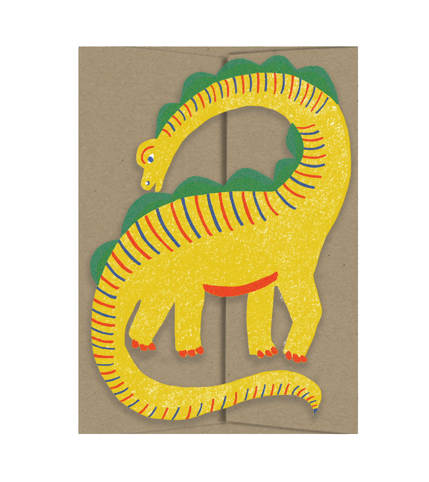 Yellow Dino Die-Cut Blank Greeting Card