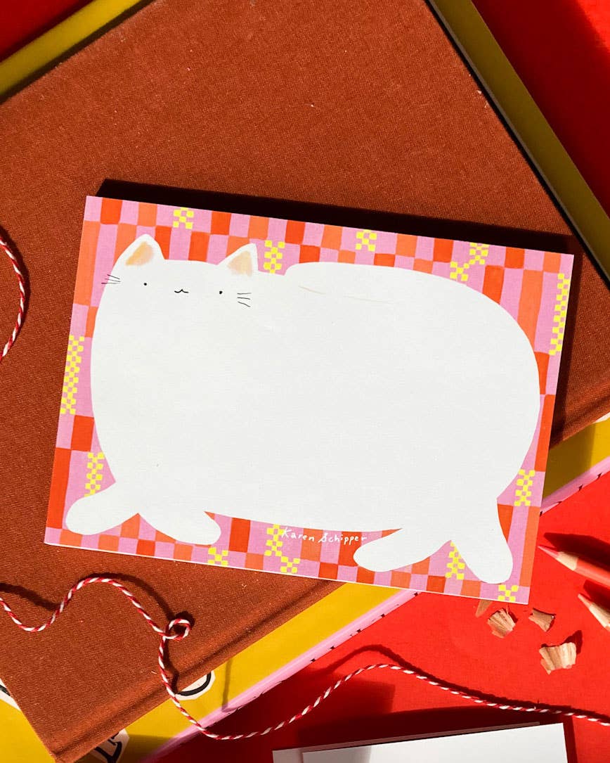 Chester Cat Notepad - Timeless Pink Background