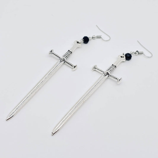 Creative Silver Sword Pendant Earrings