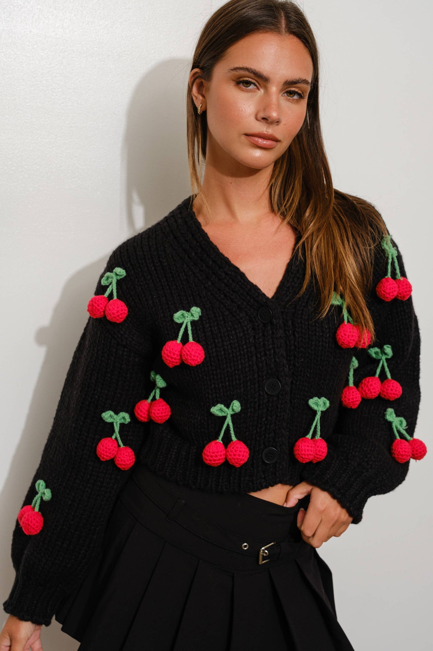 Cropped Cherry Cardigan