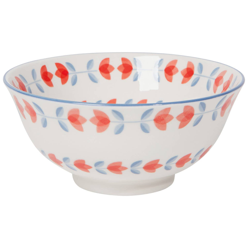 SALE • Red Tulip Stamped Bowl 6 inch
