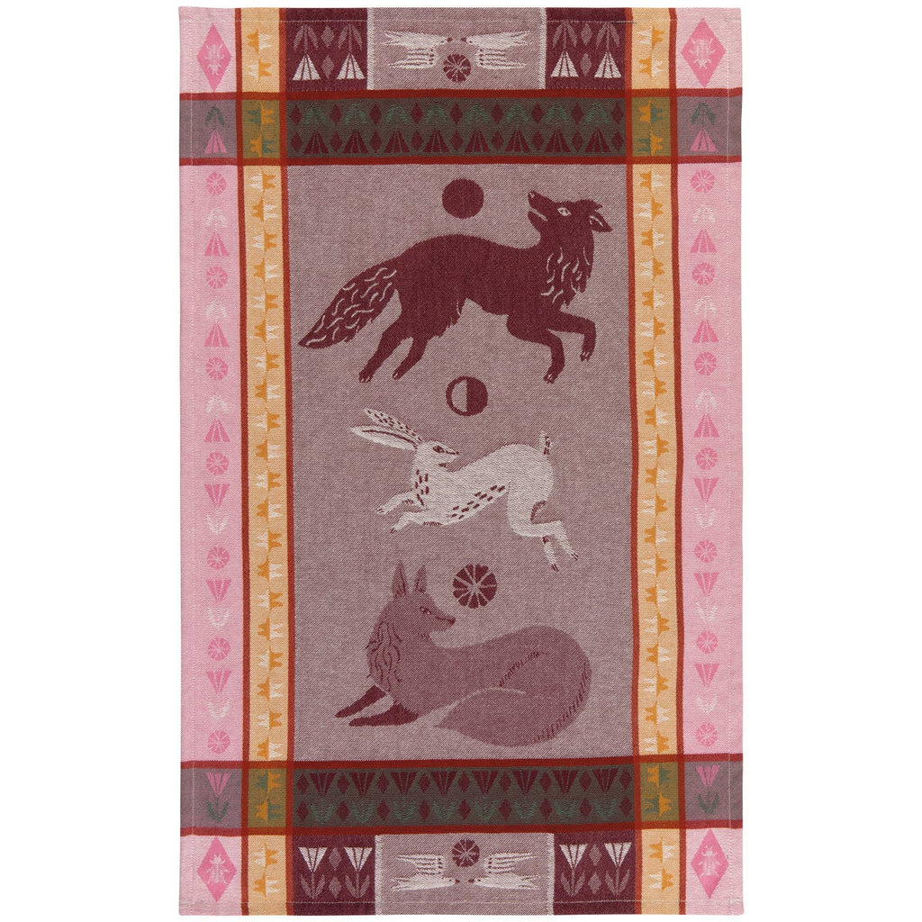 Folktale Wolf Fox Bunny Jacquard Dishtowel