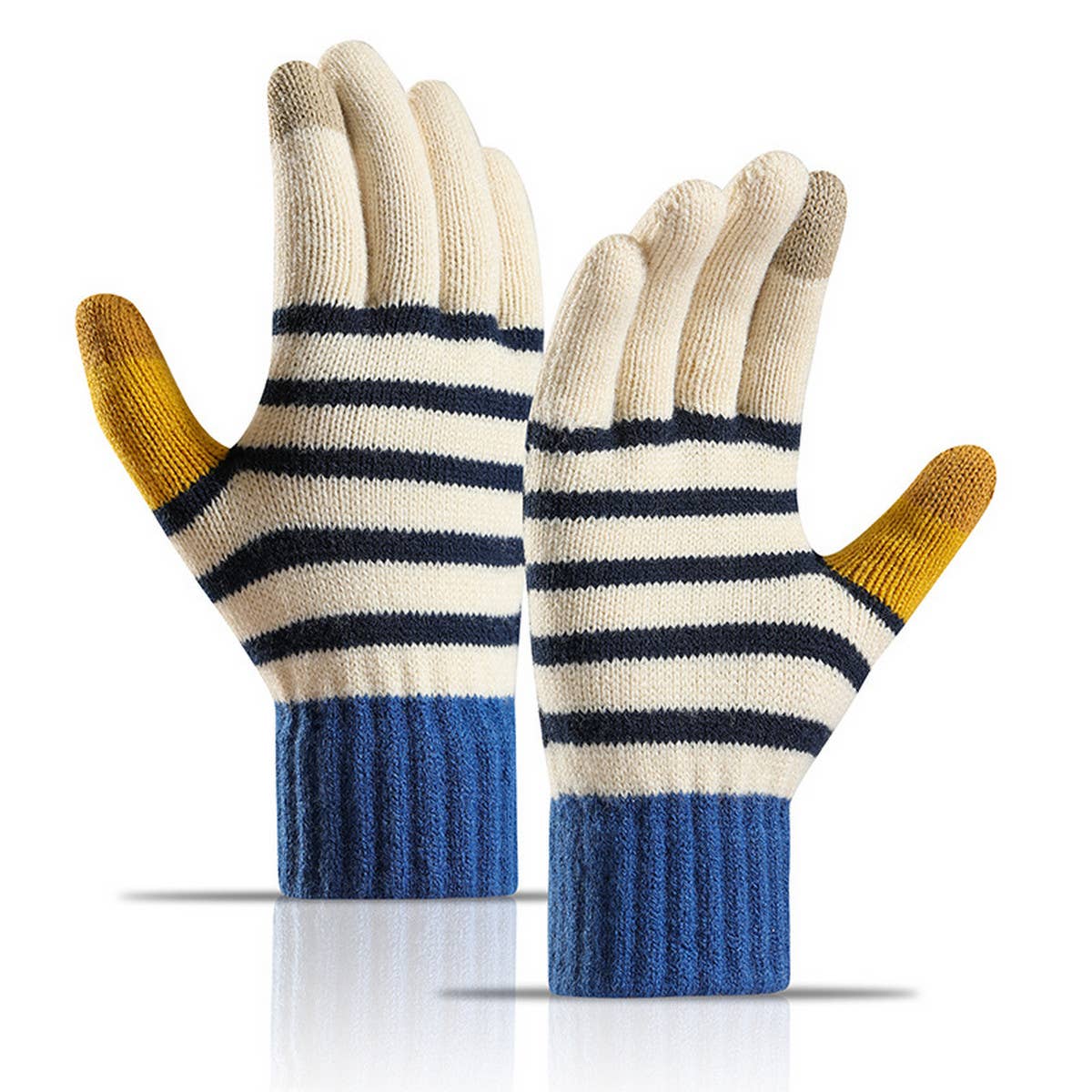 Striped Knit Gloves