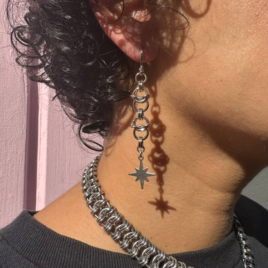 Foolish Fetish • Cosmic Starburst Chainmail Earrings