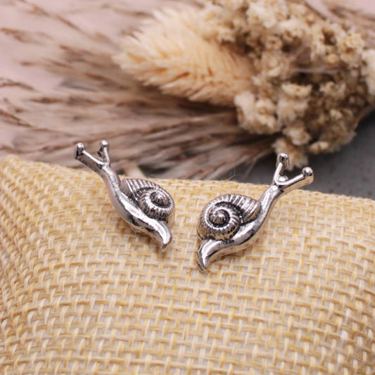 Garden Dweller Silver Color Snail Post Earrings