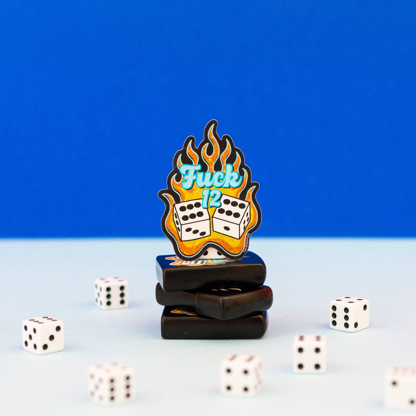 The Peach Fuzz • “Fuck 12” Dice Glitter Sticker