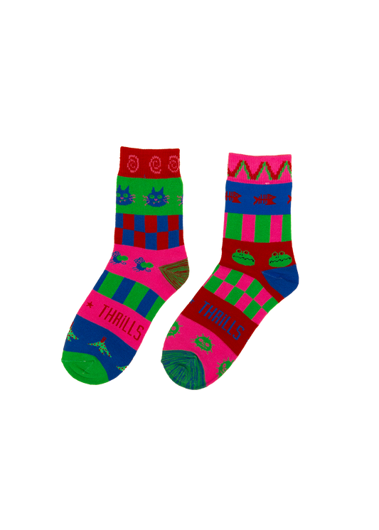 Gentle Thrills • Mismatched Wacky Crew Socks