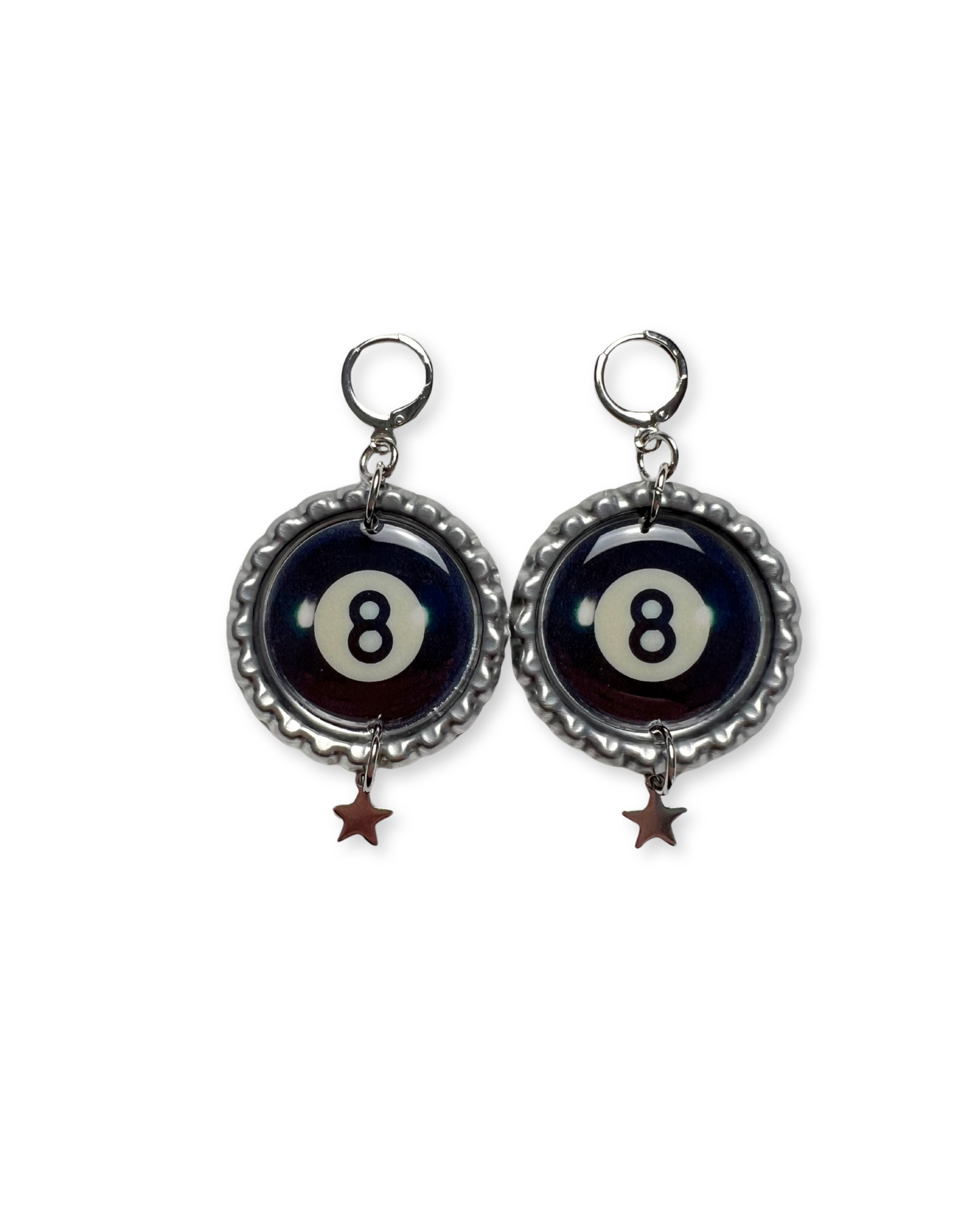 Painted Lady • 8-Ball Dangle Earrings, Silver Color