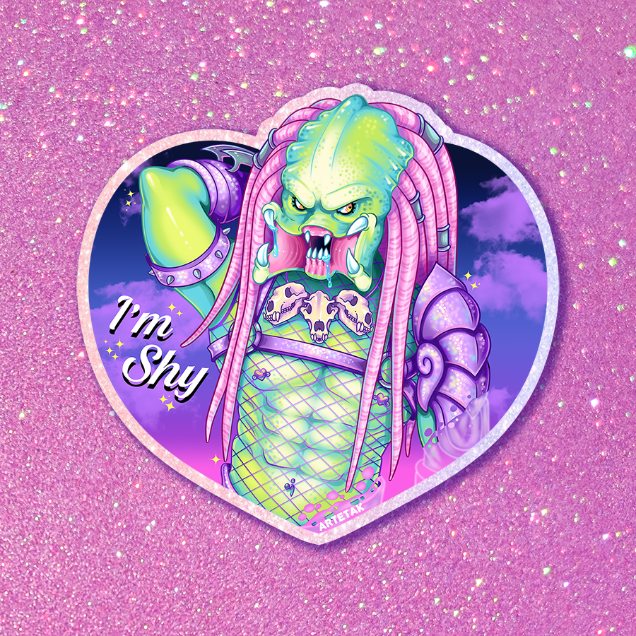 Artetak • "I'm Shy" Predator Glitter Sticker