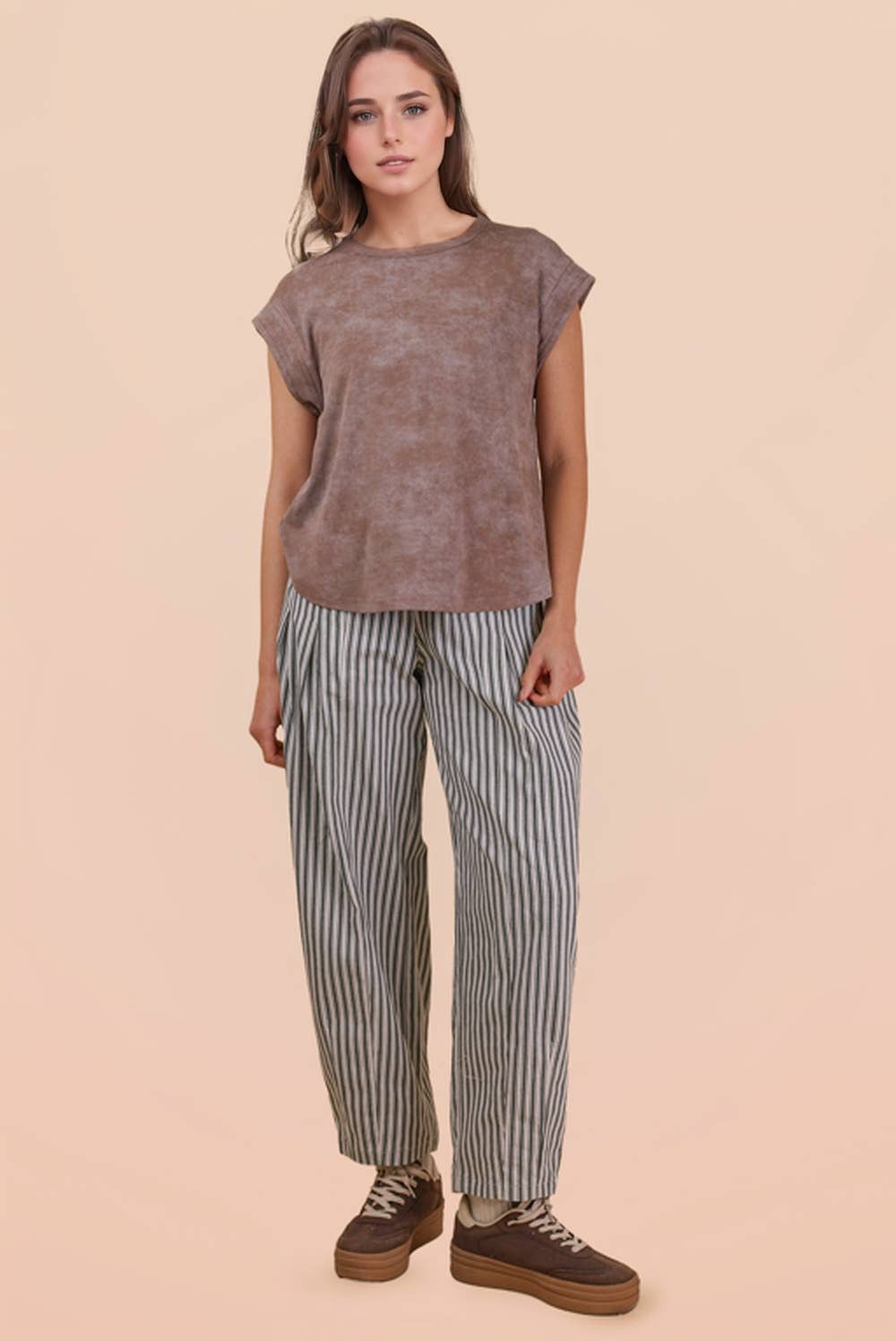 Striped Barrel Denim Pants