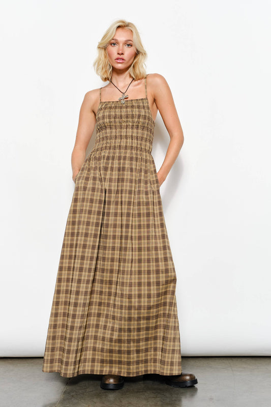 Pretty Garbage • Plaid Open Back Maxi Dress “NADIE”