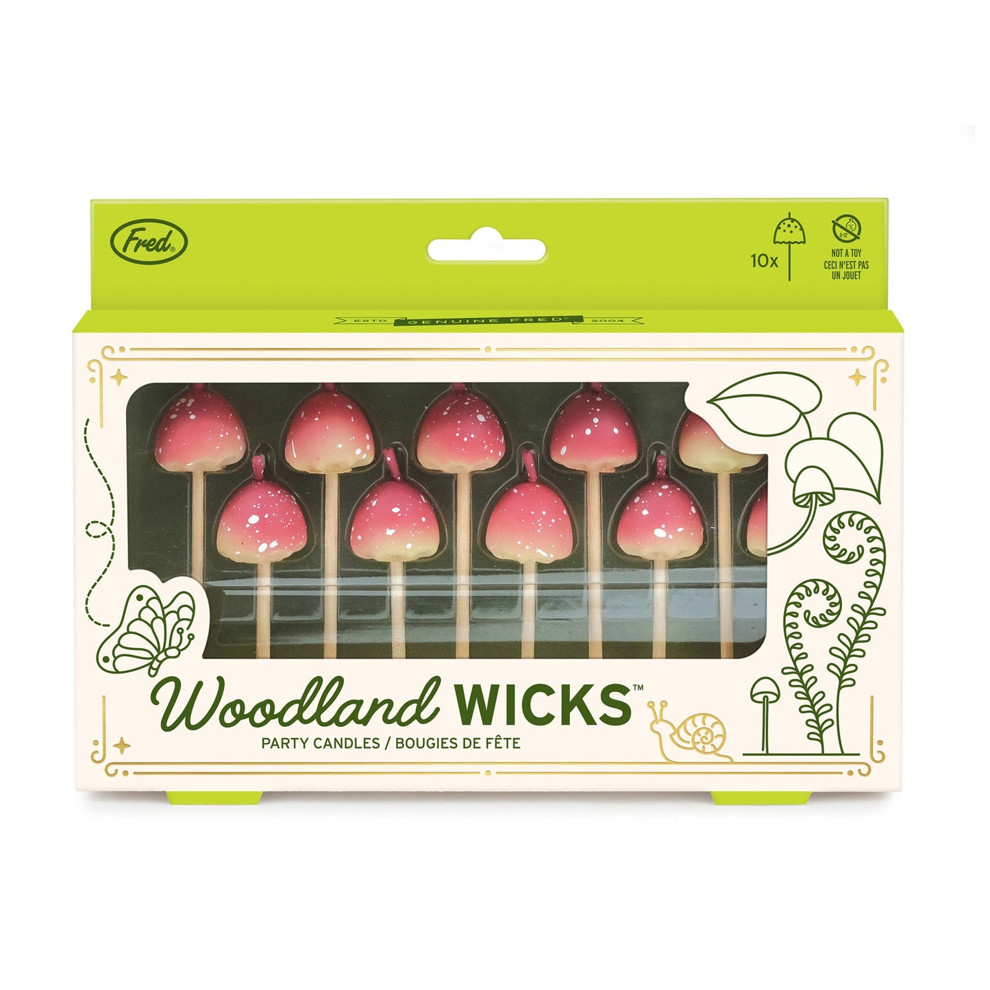 Mushroom Birthday Candles, Set of 10
