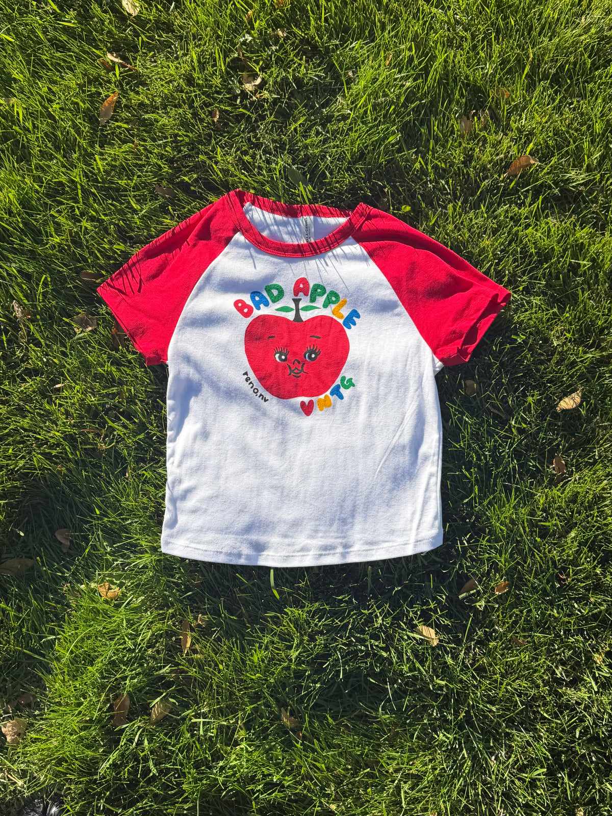 Bad Apple Vntg • Logo Raglan Baby Tee, Red