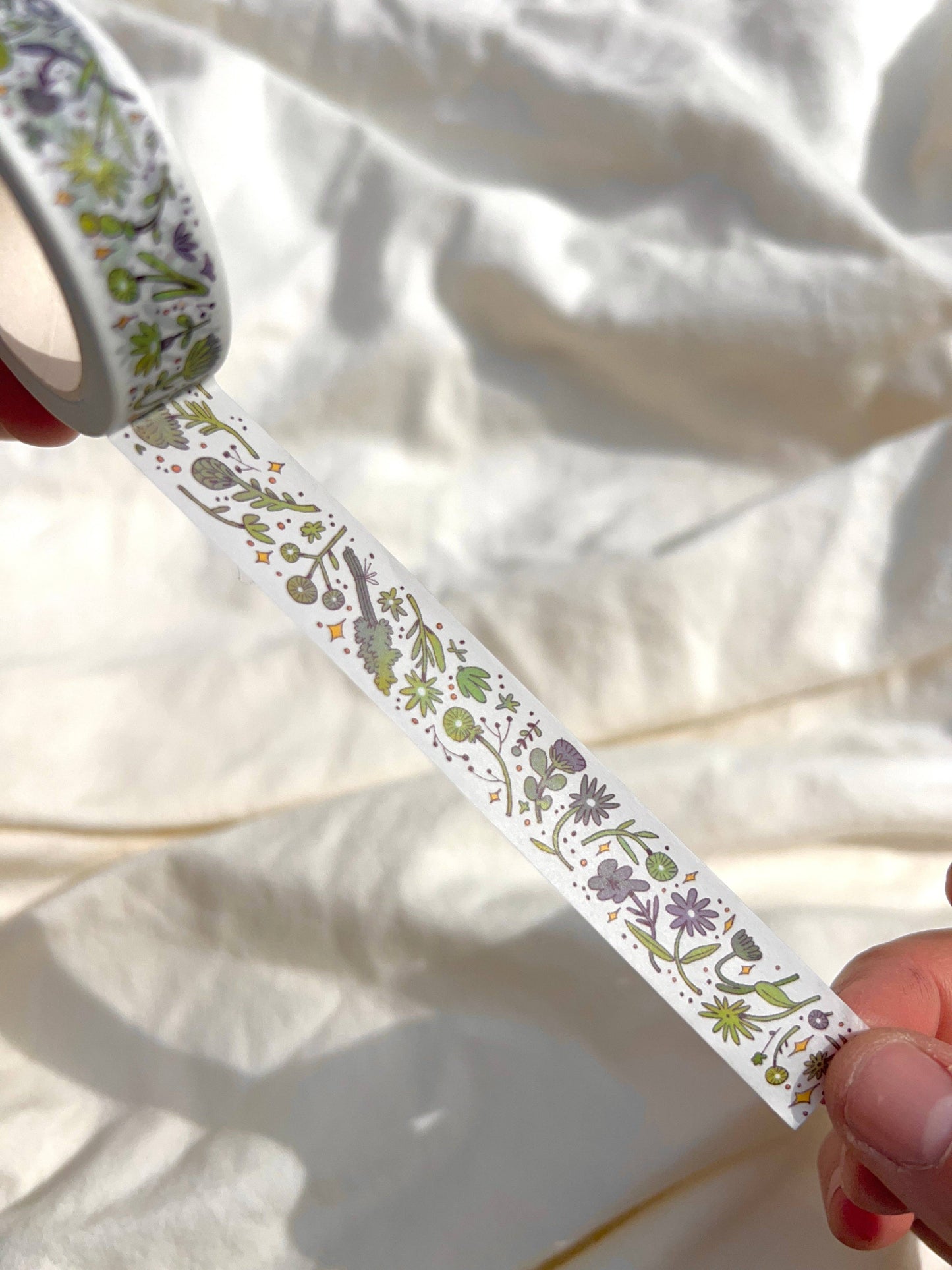 Natalie Anderson • Green and Purple Sleepy Flowers Washi Tape