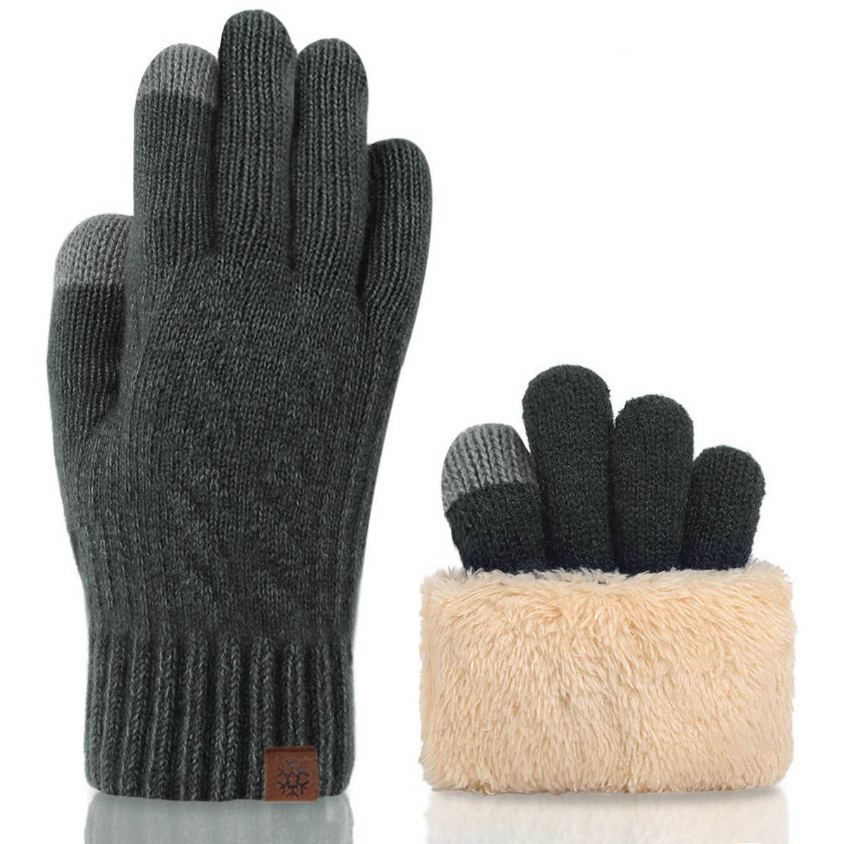 Knitted Thickened Fleece Touch Screen Gloves