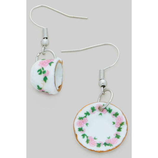 Girly • Earrings, Porcelain Cup & Plate Set