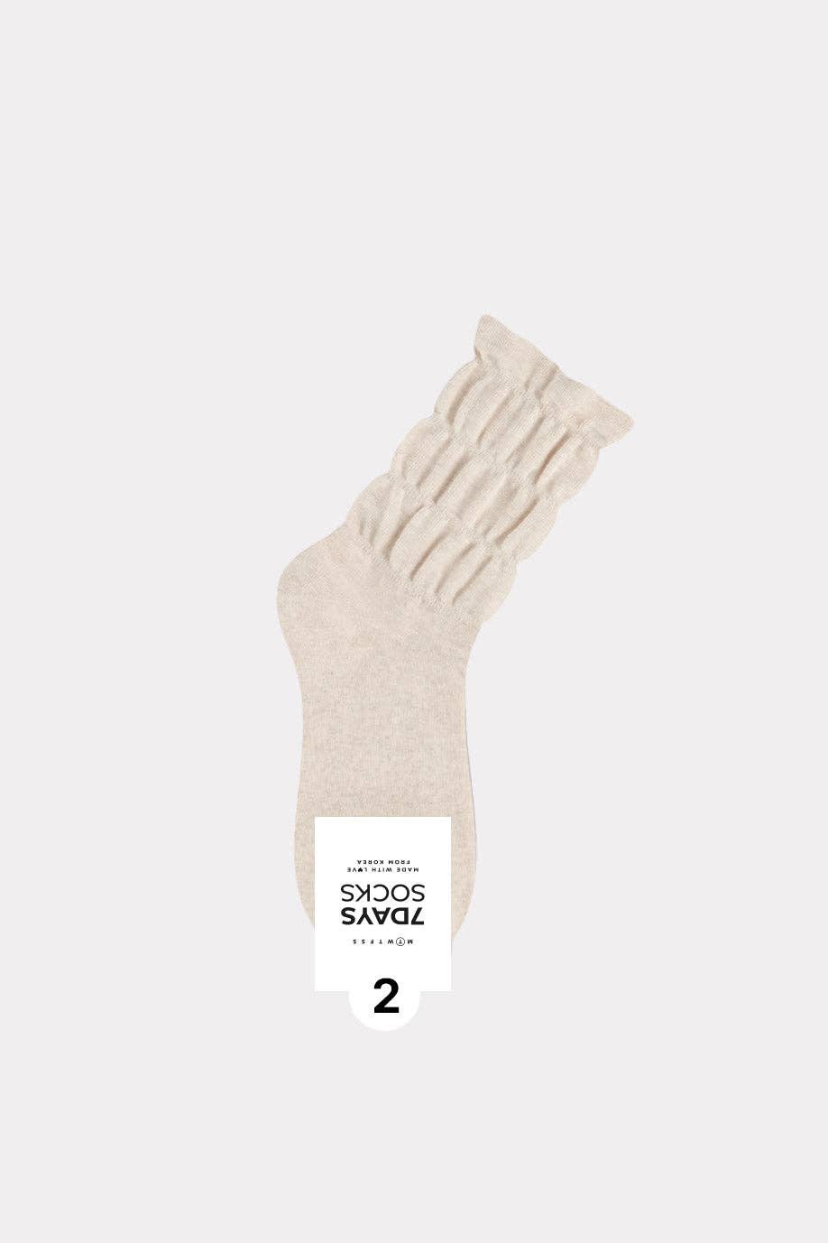 7DAYSSOCKS • Women's Crew Daily Non Binding Shirring Solid Socks