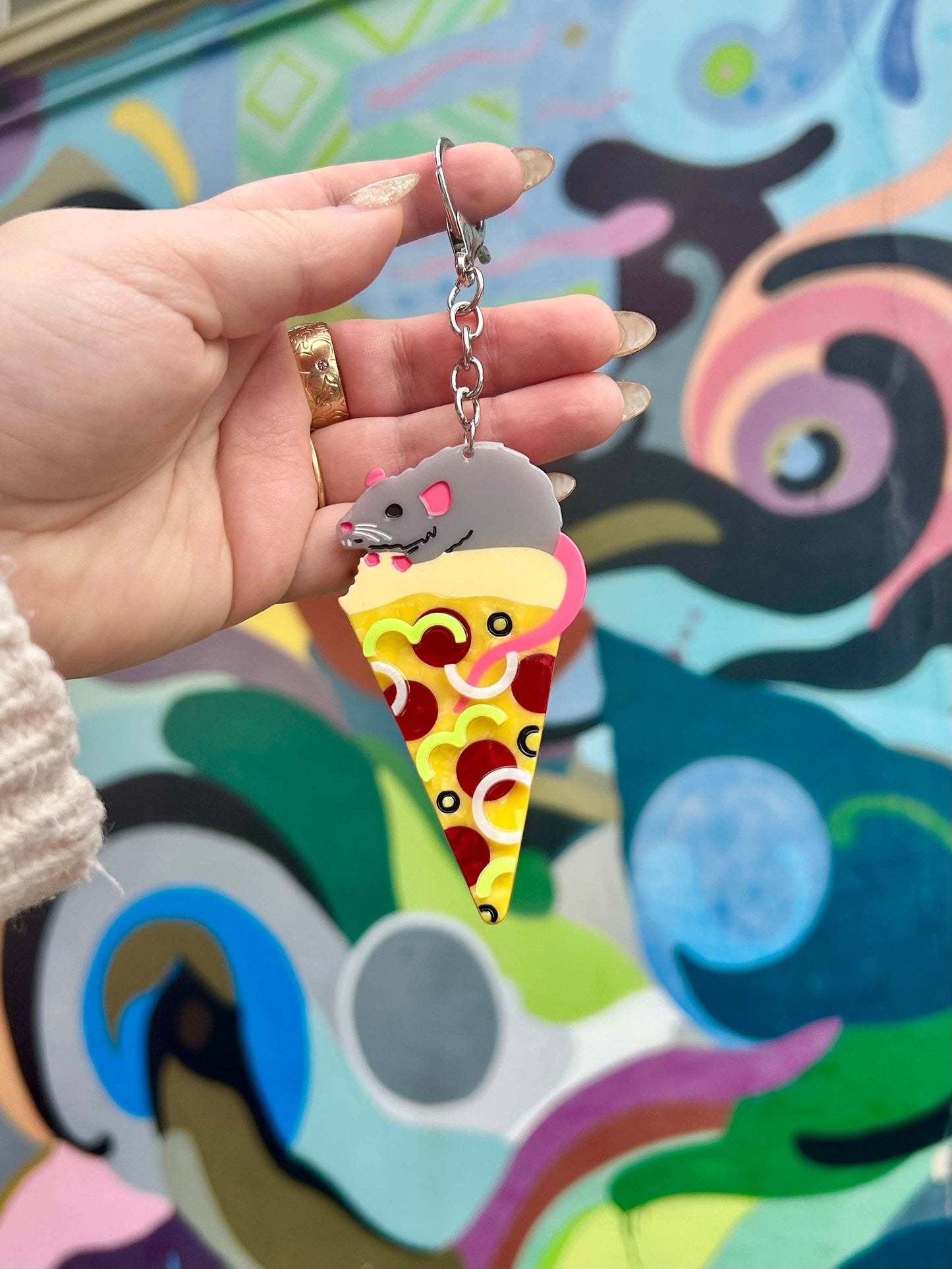 The Peach Fuzz • Pizza Rat Keychain