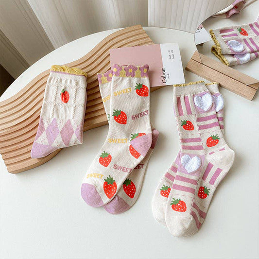 Strawberry Floral Pattern Women's Socks