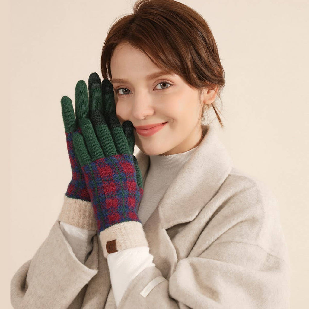 SALE • Plaid Wool Gloves - Touch Screen Friendly