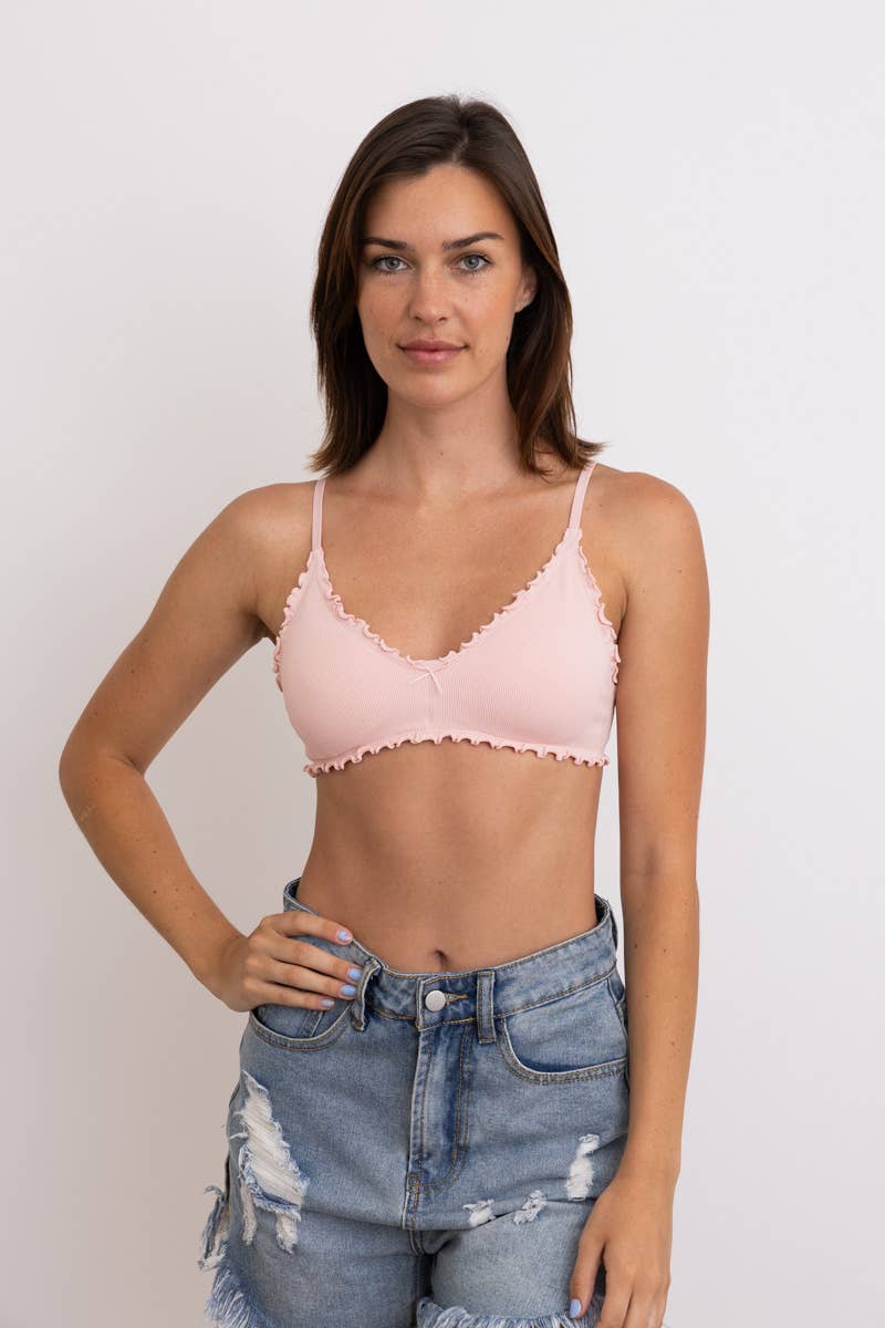 Seamless Lettuce Edge Bow Tie Triangle Bralette
