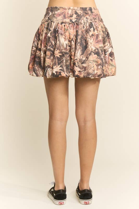 Plus Size, Forest Camo Bubble Mini Skirt