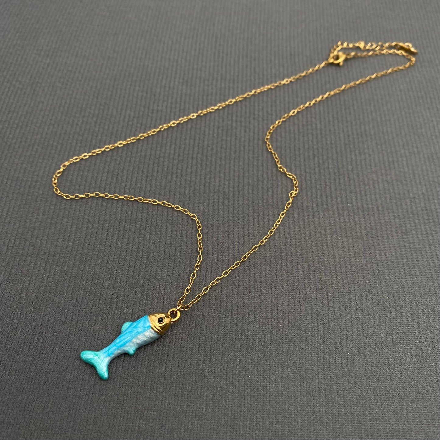 Enamel Fish 18K Gold Plated Stainless Steel Necklace - FGS