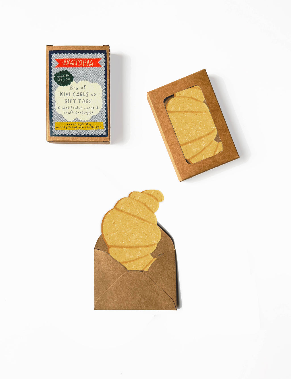 Croissant, Mini Die-Cut Blank Greeting Cards, Box of 6