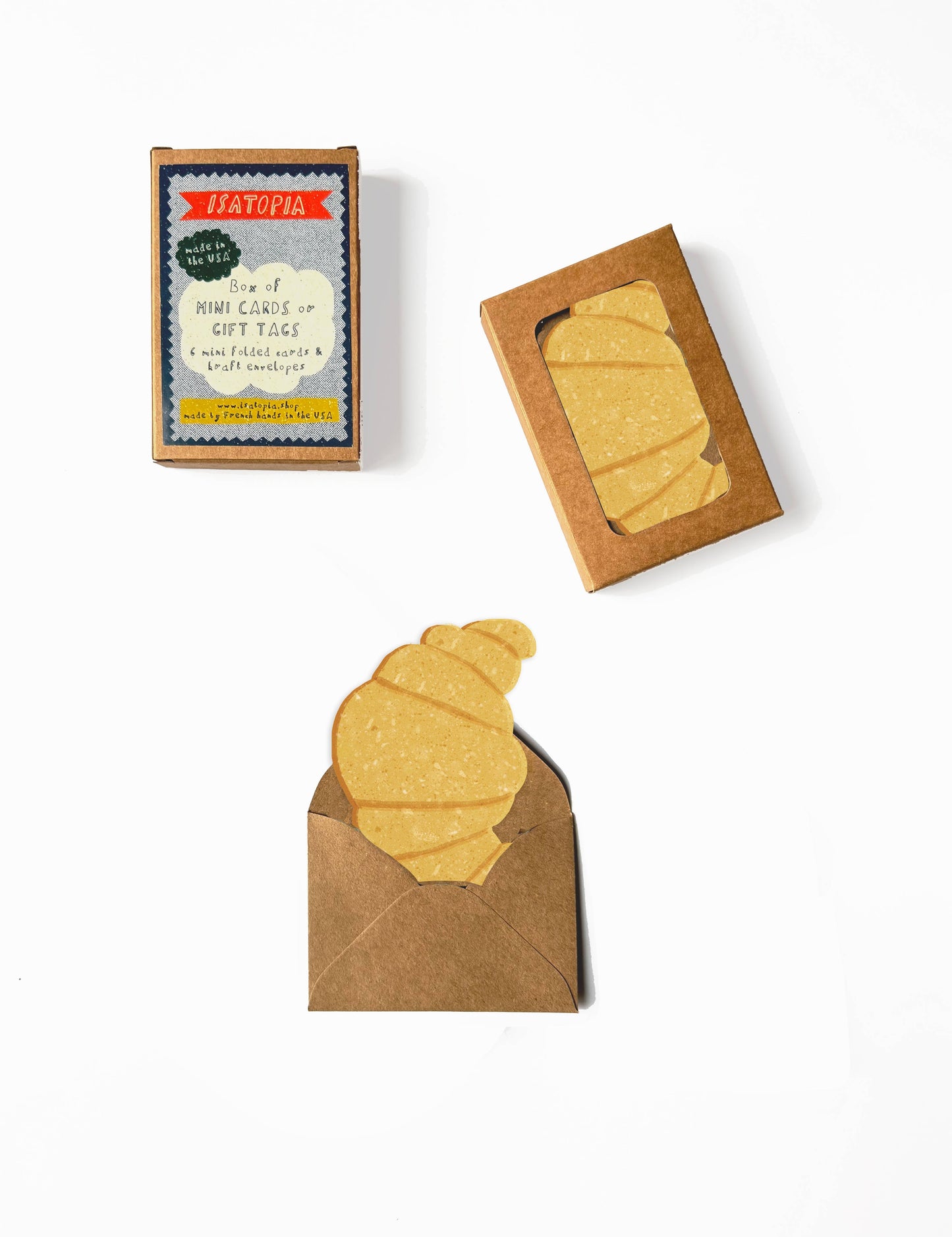 Croissant, Mini Die-Cut Blank Greeting Cards, Box of 6
