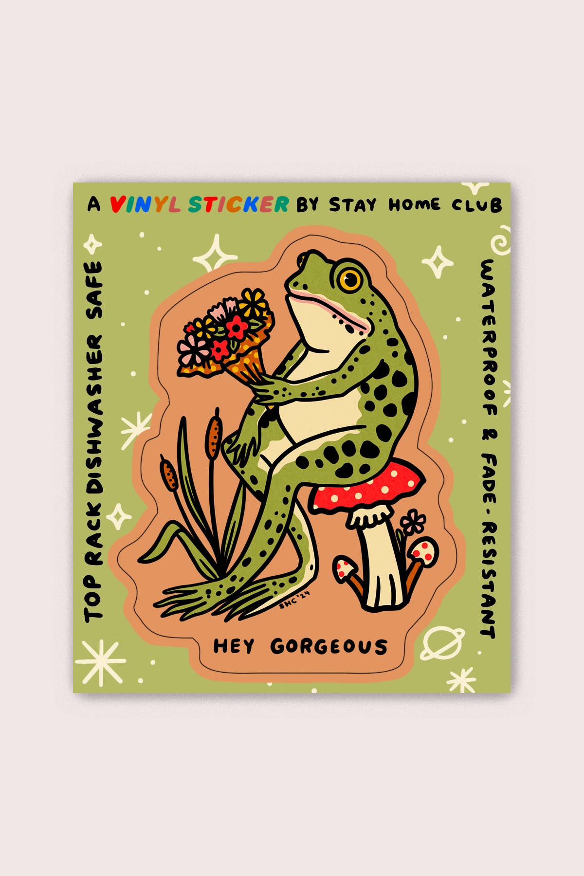Stay Home Club • “Hey Gorgeous” Frog Vinyl Sticker