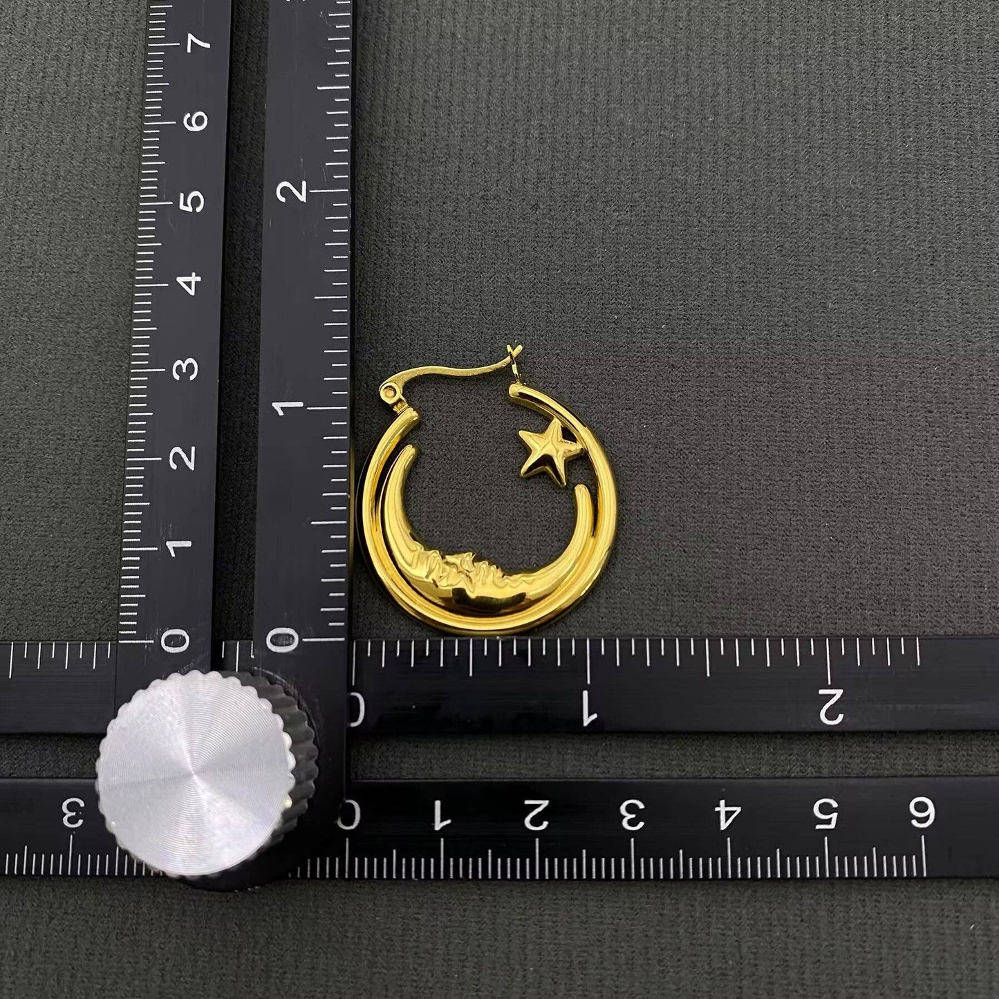 Moon Star 18K Gold Plated S.Steel Hoop Earrings