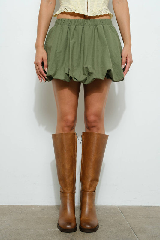 Twill Bubble Hem Mini Skirt