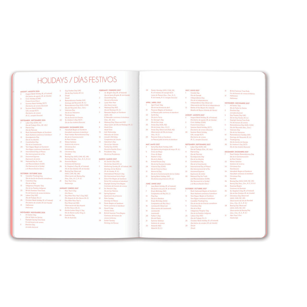2027 Secret Garden English-Spanish Bilingual Just Right Monthly Planner