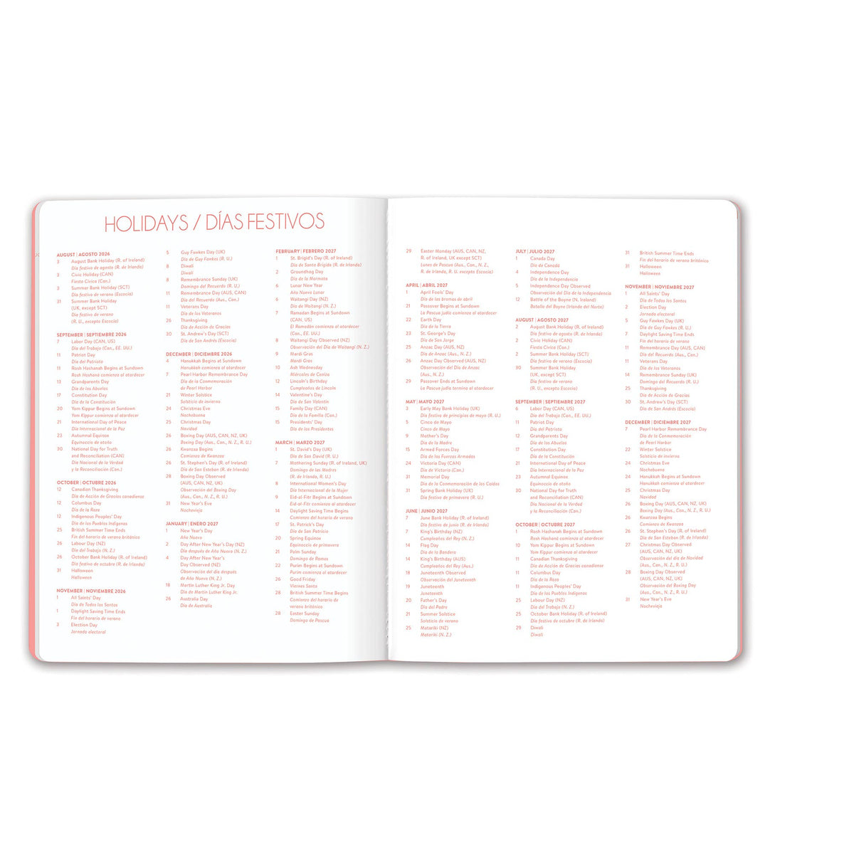 2027 Secret Garden English-Spanish Bilingual Just Right Monthly Planner