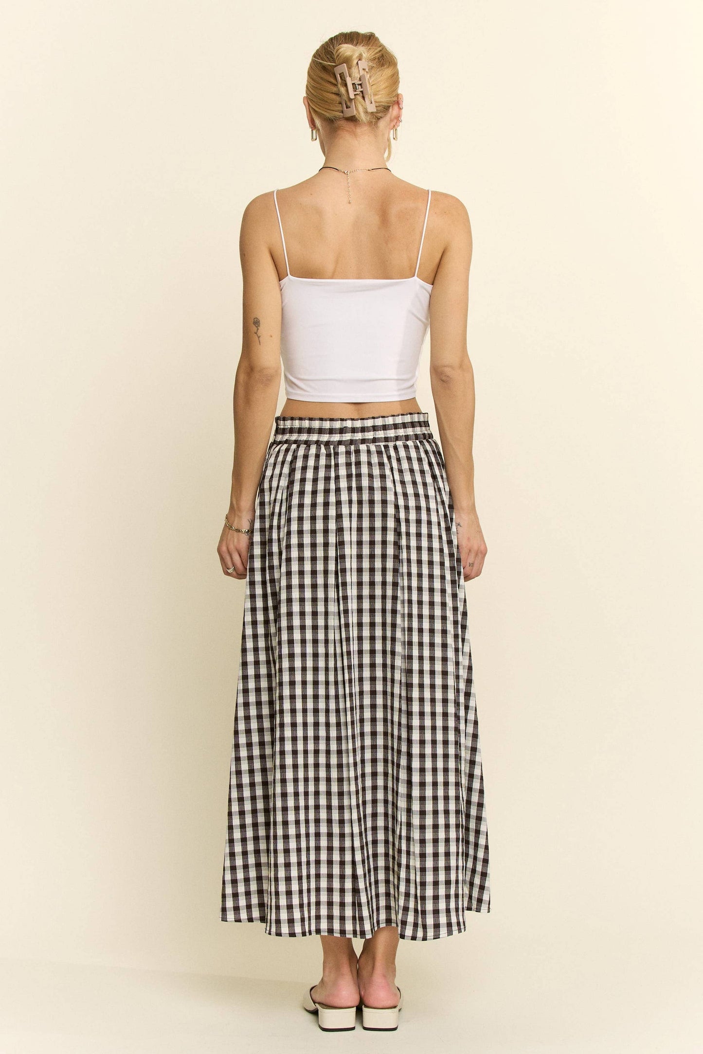 Plus Size, Gingham Midi Skirt, Red & Black Gingham