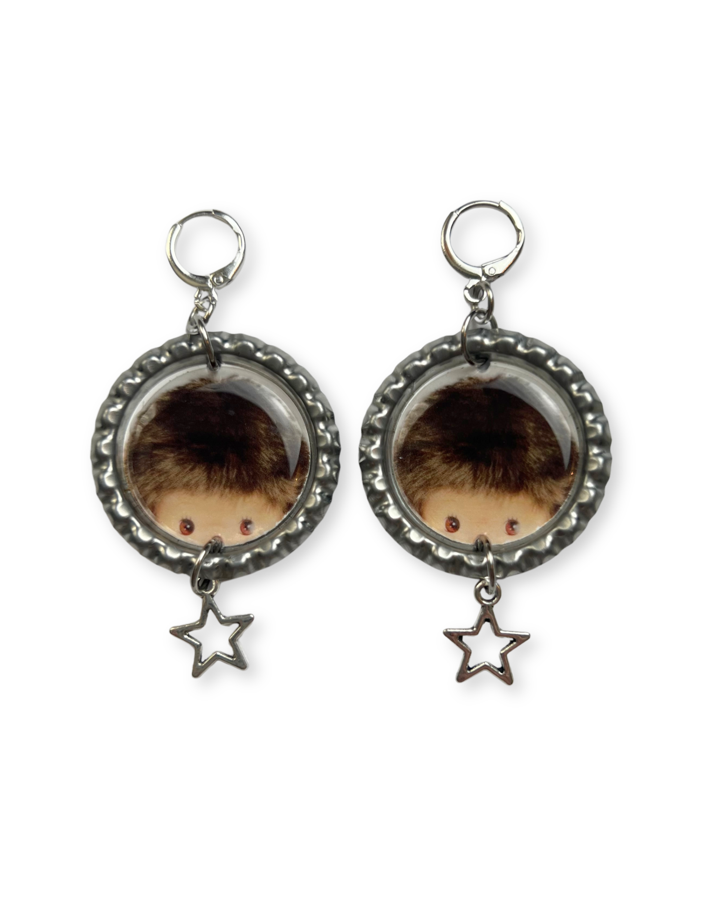 Painted Lady • Monchhichi Earrings, Silver Color