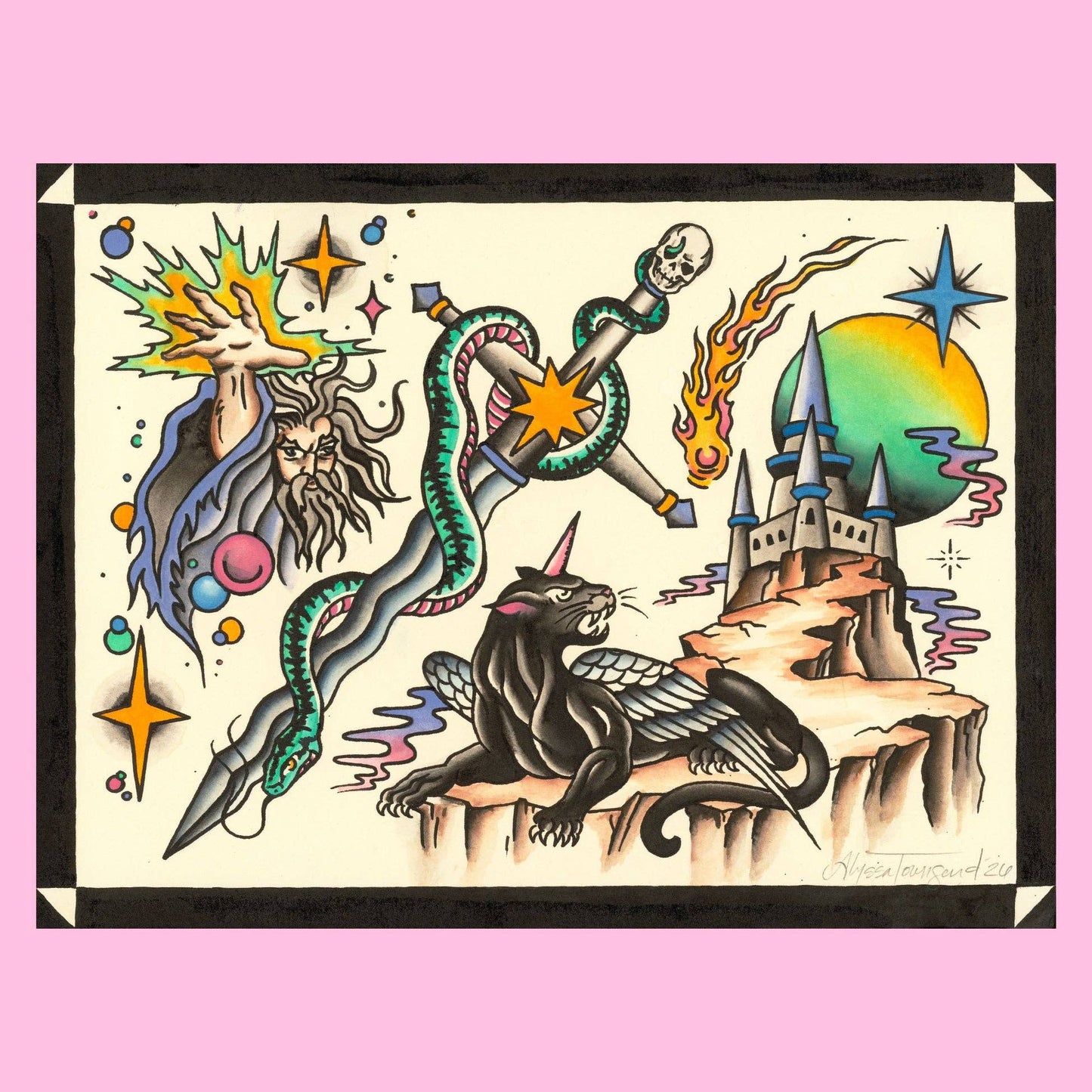 Foolish Fetish • Wizard Shit Tattoo Flash Sheet Print 11x14"