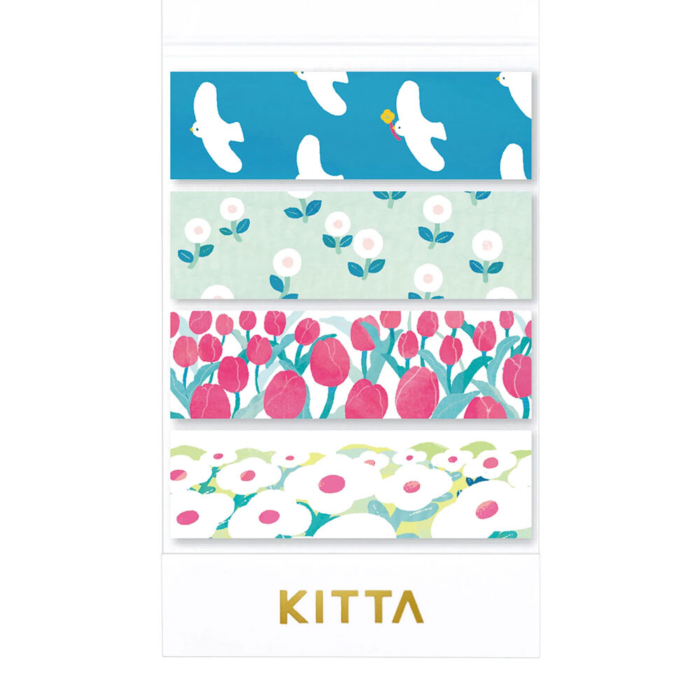 Doves & Tulips Washi Tape Strips, Imported Japan
