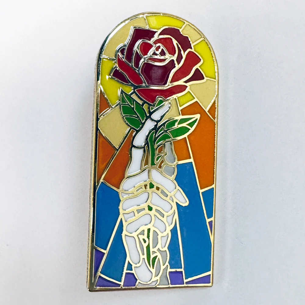 Strike Gently • Stained Glass Rose Pin