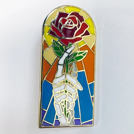 Strike Gently • Stained Glass Rose Pin