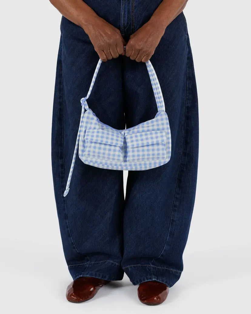 BAGGU • “Light Blue Gingham” Cargo Shoulder Bag