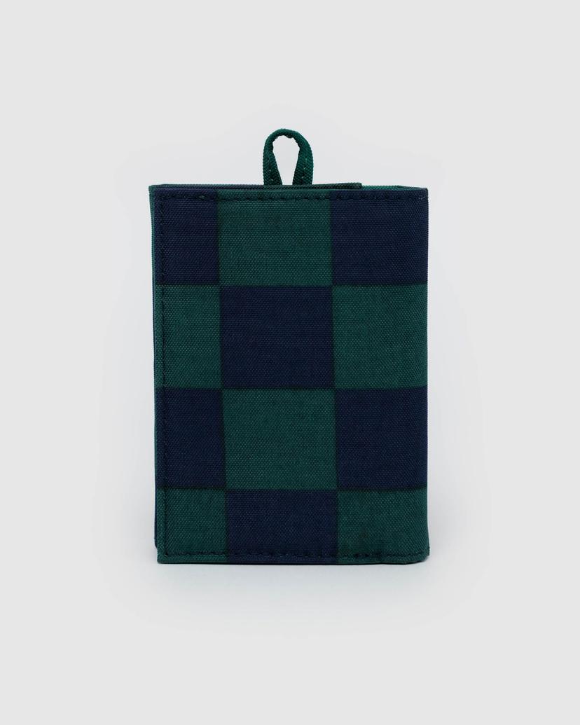 BAGGU • “Navy Green Check” Snap Wallet