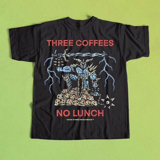 Wizard of Barge • Three Coffees No Lunch Tee